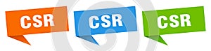 csr banner. csr speech bubble label set.