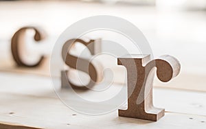 CSR Corporate social responsibility abbreviation wood letters on natural white wooden background for business vision concept