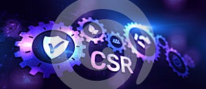 CSR Corporate social responsibility business technology concept on virtual screen