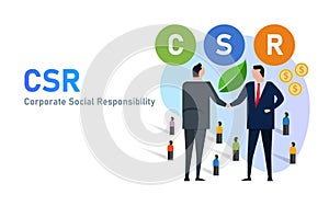 csr corporate social responsibility businessman cooperation company initiative for public and environment