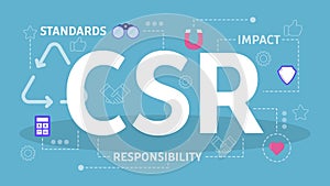CSR or corporate social responsibility concept. Idea of self regulation