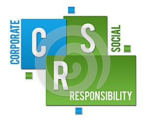 CSR - Corporate Social Responsibility Green Blue Squares Text