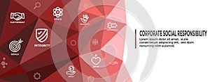 CSR-Corporate Social Responsibility Outline Icon Set - Web Header Banner