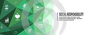 CSR-Corporate Social Responsibility Outline Icon Set - Web Header Banner