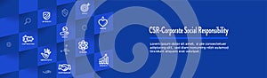 CSR-Corporate Social Responsibility Outline Icon Set - Web Header Banner