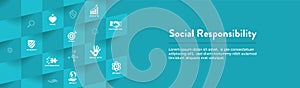 CSR-Corporate Social Responsibility Outline Icon Set - Web Header Banner