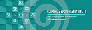 CSR-Corporate Social Responsibility Outline Icon Set - Web Header Banner