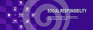 CSR-Corporate Social Responsibility Outline Icon Set - Web Header Banner