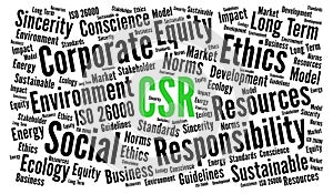 CSR, corporate social responsibility word cloud