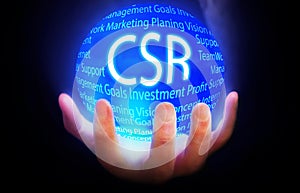 CSR globe blue background plan color