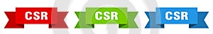 csr ribbon. csr isolated paper sign. banner