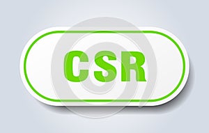 csr sign. rounded isolated button. white sticker