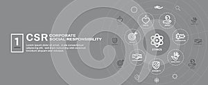 CSR-Social Responsibility Web Banner Icon Set and Web Header Ban