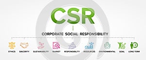 CSR â€“ Corporate Social Responsibility concept vector icons set background