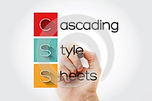 CSS - Cascading Style Sheets acronym with marker, technology concept background