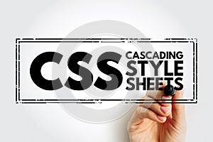 CSS Cascading Style Sheets - language used for describing the presentation of a document written in a markup language, acronym