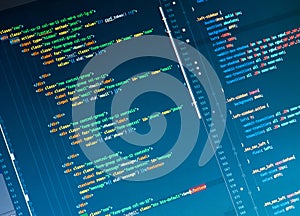 Css3 code on blue background in the code editor