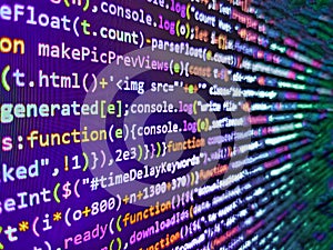 Css3 code on a colorful background. Abstract information digital technology modern background. Software background. Computer