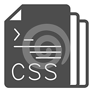 Css code document files solid icon, programming concept, css doc vector sign on white background, glyph style icon for