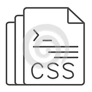Css code document files thin line icon, programming concept, css doc vector sign on white background, outline style icon