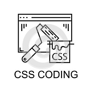 css coding icon. Element of web development signs with name for mobile concept and web apps. Detailed css coding icon can be used