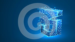 CSS coding language sign. Device, programming, developing concept. Abstract, digital, wireframe, low poly mesh, vector