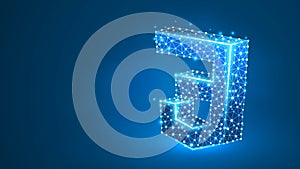 CSS coding language sign. Device, programming, developing concept. Abstract, digital, wireframe, low poly mesh, vector