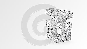 CSS coding language sign. Device, programming, developing concept. Abstract, digital, wireframe, low poly mesh, vector