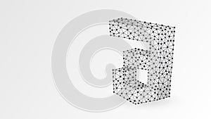 CSS coding language sign. Device, programming, developing concept. Abstract, digital, wireframe, low poly mesh, vector