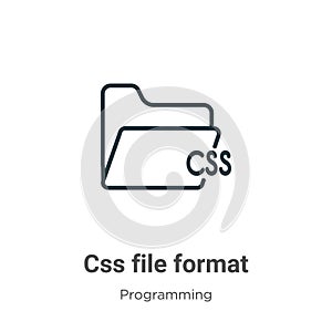 Css file format outline vector icon. Thin line black css file format icon, flat vector simple element illustration from editable