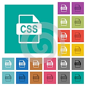 CSS file format square flat multi colored icons