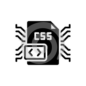 Black solid icon for Css, coding and programming
