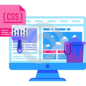 Css maintenance icon flat vector software develop