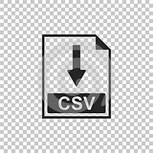 CSV file document icon. Download CSV button icon isolated on transparent background