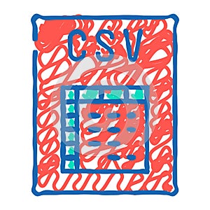 csv file format document icon doodle illustration