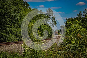 CSX train snaking through Lowell, IN