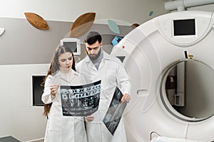 CT Computed tomography scan procedure to obtain detailed internal images of body and research on tumors in head, brain