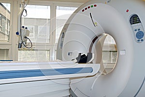 CT machine in the hospital room and windows