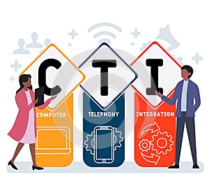 CTI - Computer Telephony Integration  acronym, business concept.