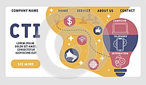 CTI - Computer Telephony Integration  acronym, business concept.