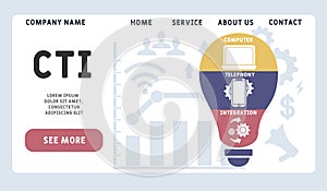 CTI - Computer Telephony Integration  acronym, business concept.