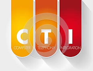 CTI - Computer Telephony Integration acronym, technology concept background