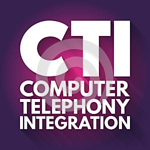 CTI - Computer Telephony Integration acronym, technology concept background