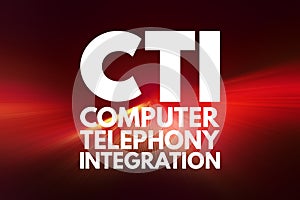 CTI - Computer Telephony Integration acronym, technology concept background