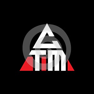 CTM triangle letter logo design with triangle shape. CTM triangle logo design monogram. CTM triangle vector logo template with red