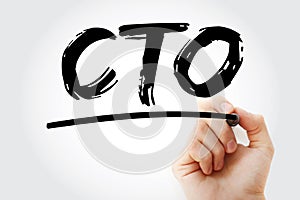 CTO - Chief Technology Officer acronym with marker, business concept background