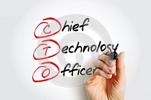 CTO - Chief Technology Officer acronym with marker, business concept background