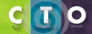 CTO Chief Technology Officer - executive-level position in a company whose occupation is focused on the scientific and