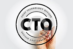 CTO Chief Technology Officer - executive-level position in a company whose occupation is focused on the scientific and