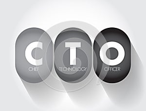 CTO Chief Technology Officer - executive-level position in a company whose occupation is focused on the scientific and